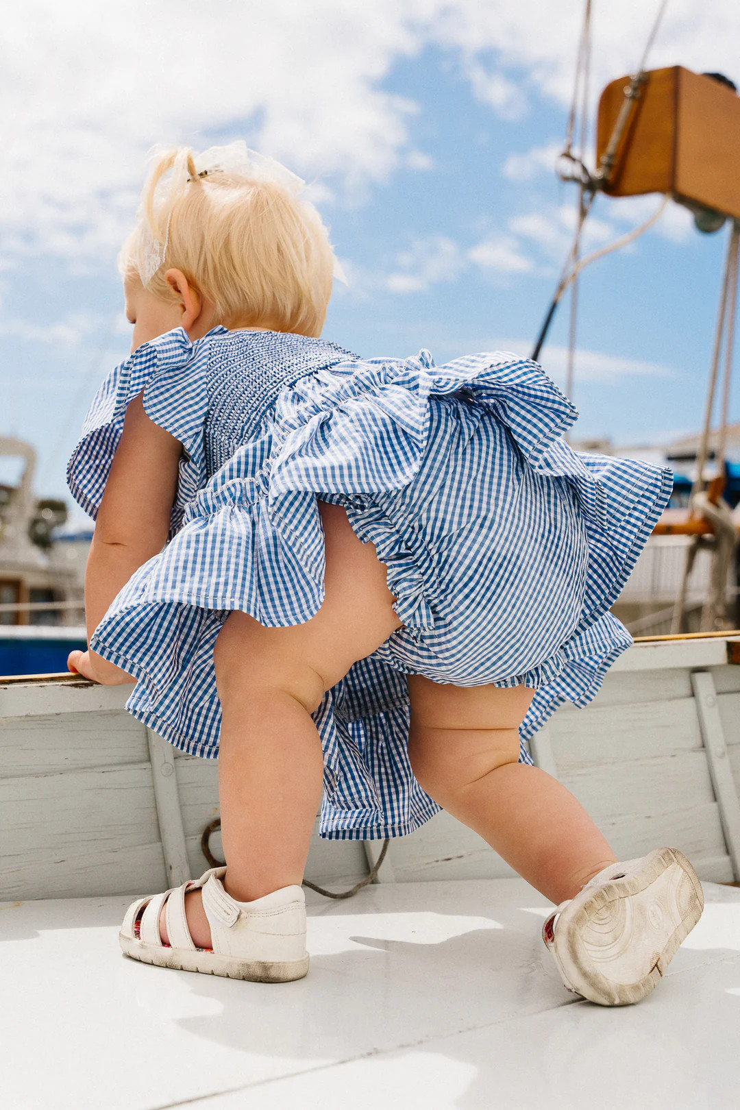 Baby Indie Dress Set in Blue GIngham | Ivy City Co