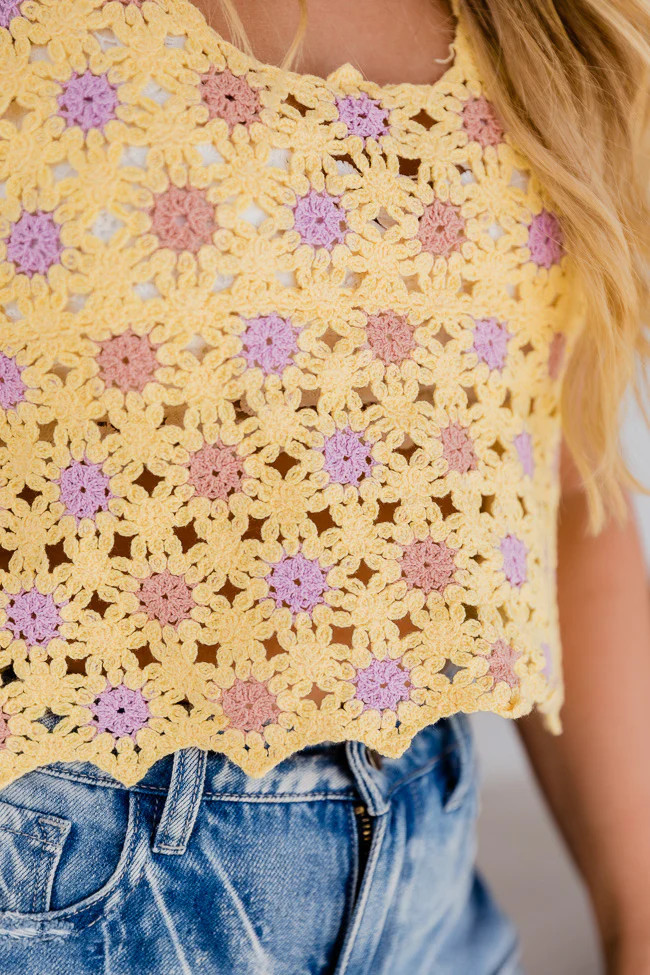 Fun Day Ahead Yellow Crochet Tank | Pink Lily