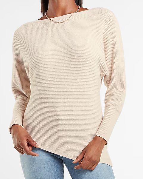 Ribbed Asymmetrical Tunic Sweater | Express