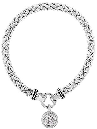 Nine West Women's Jewelry Crystal Circle Charm Stretch Bracelet Silver Tone | Amazon (US)