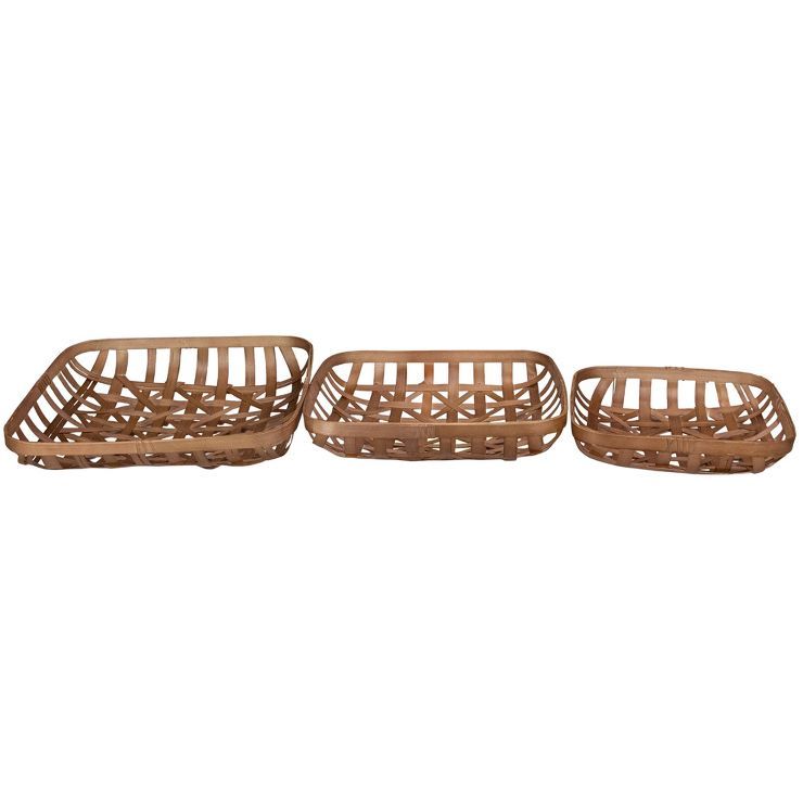 Northlight Set of 3 Brown Square Lattice Tobacco Table Top Baskets | Target