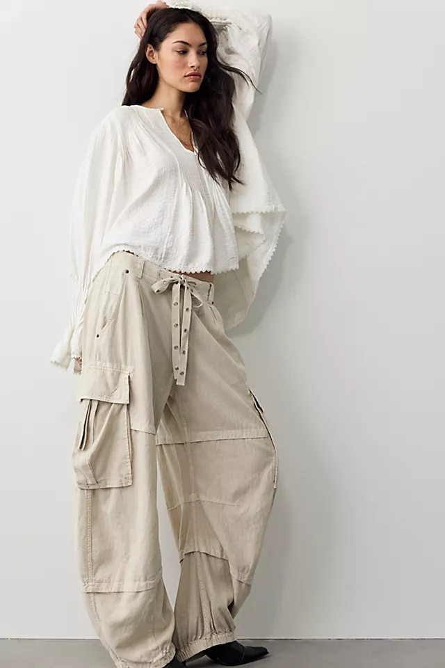 We The Free Reef Curved Linen Cargo Pants | Free People (Global - UK&FR Excluded)