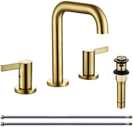 RKF Solid Brass Two Handle Widespread Bathroom Sink Faucet with METAL Pop-up Drain with overflow ... | Amazon (US)
