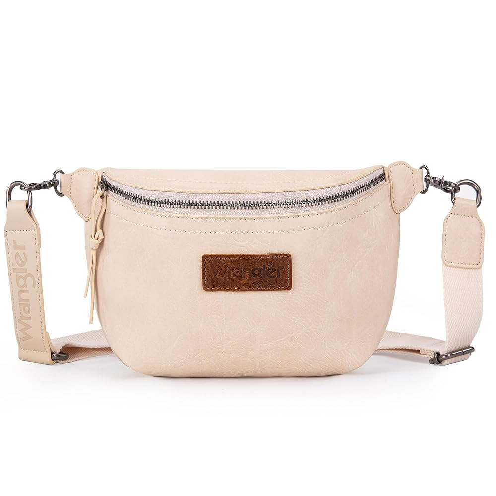 Wrangler Large Fanny Packs for Women Waist Bag Travel Belt Bags Crossbody Sling Purse Beige | Amazon (US)