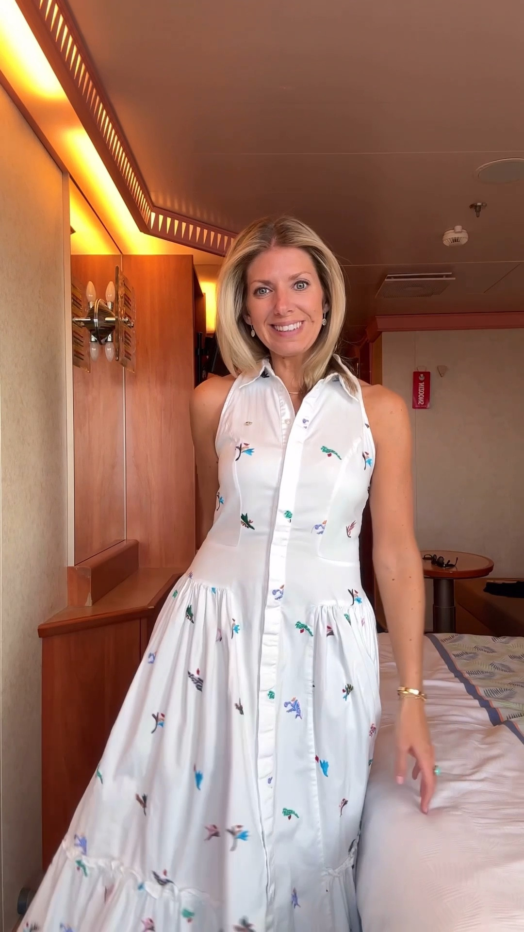Getting ready to set sail on a cruise. Wearing size 4 in the dress. 42mm watch. Size 17 love bangle  

Effy jewelry
Yellow diamonds 
Tennis necklace 
Earrings
Turquoise ring
White vacation dress
Floral
Strappy nude Sandals

#LTKSaleAlert #LTKTravel #LTKOver40