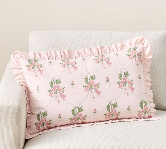 LoveShackFancy Embroidered Floral Bow Pillow | Pottery Barn (US)