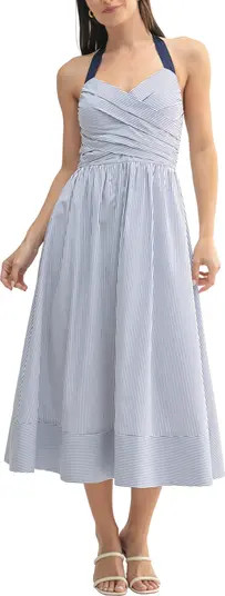 Mila Mae Stripe Fit & Flare Halter Midi Dress | Nordstrom | Nordstrom