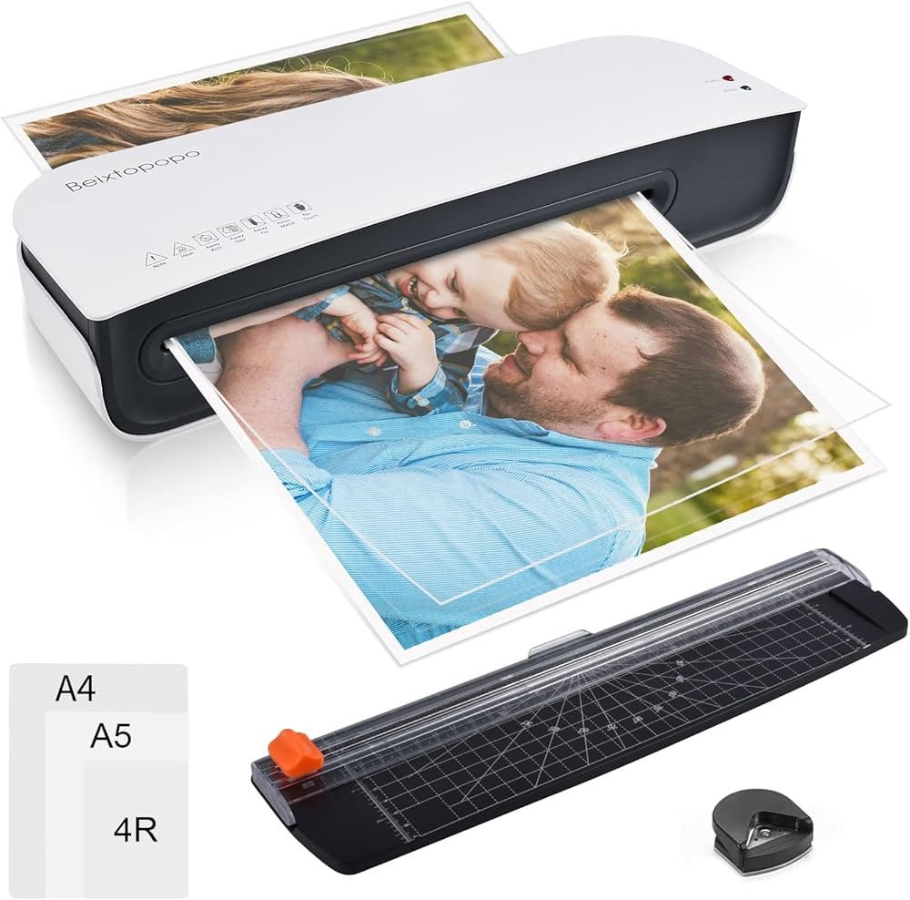 Laminator, A4 Laminator Machine, 9 Inch Thermal Laminator Machine, 4 in 1 Personal Desktop Cold Lami | Amazon (US)