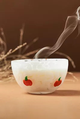 Pressed Bead Pumpkin Sweet Vanilla Glass Candle | Anthropologie (US)