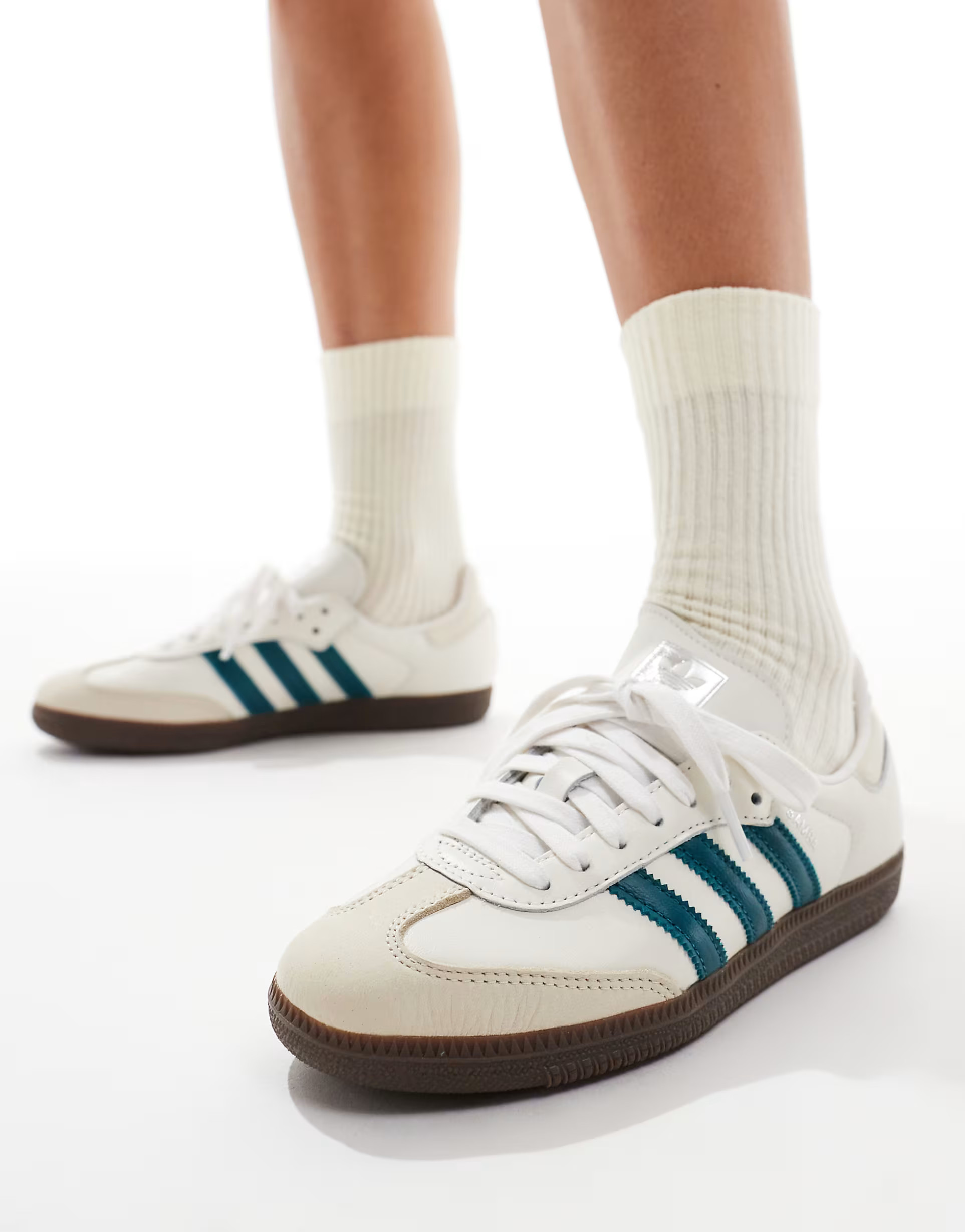 adidas Originals Samba OG in white and teal | ASOS (Global)