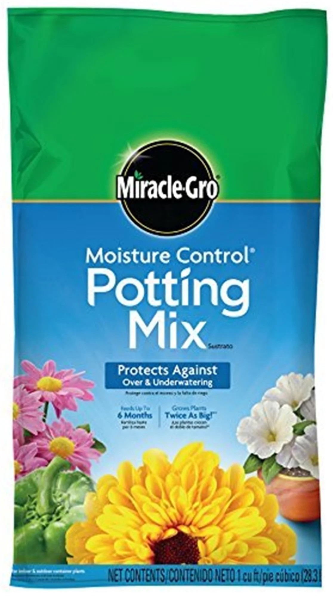 Miracle-Gro Moisture Control Potting Mix, For Container Plants, 2 cu. ft. | Walmart (US)