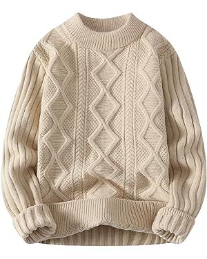 Aelfric Eden Oversized Knit Sweater Solid Vintage Pullover Sweater Unisex Woven Crewneck Knitted ... | Amazon (US)
