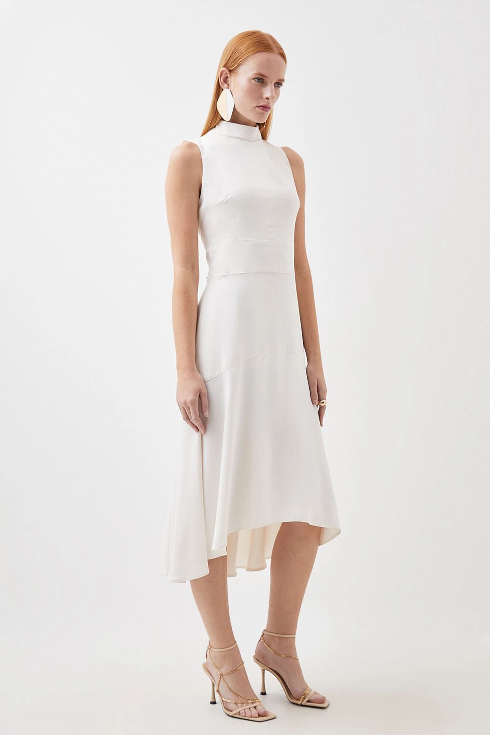 Soft Tailored High Low Midi Dress | Karen Millen US