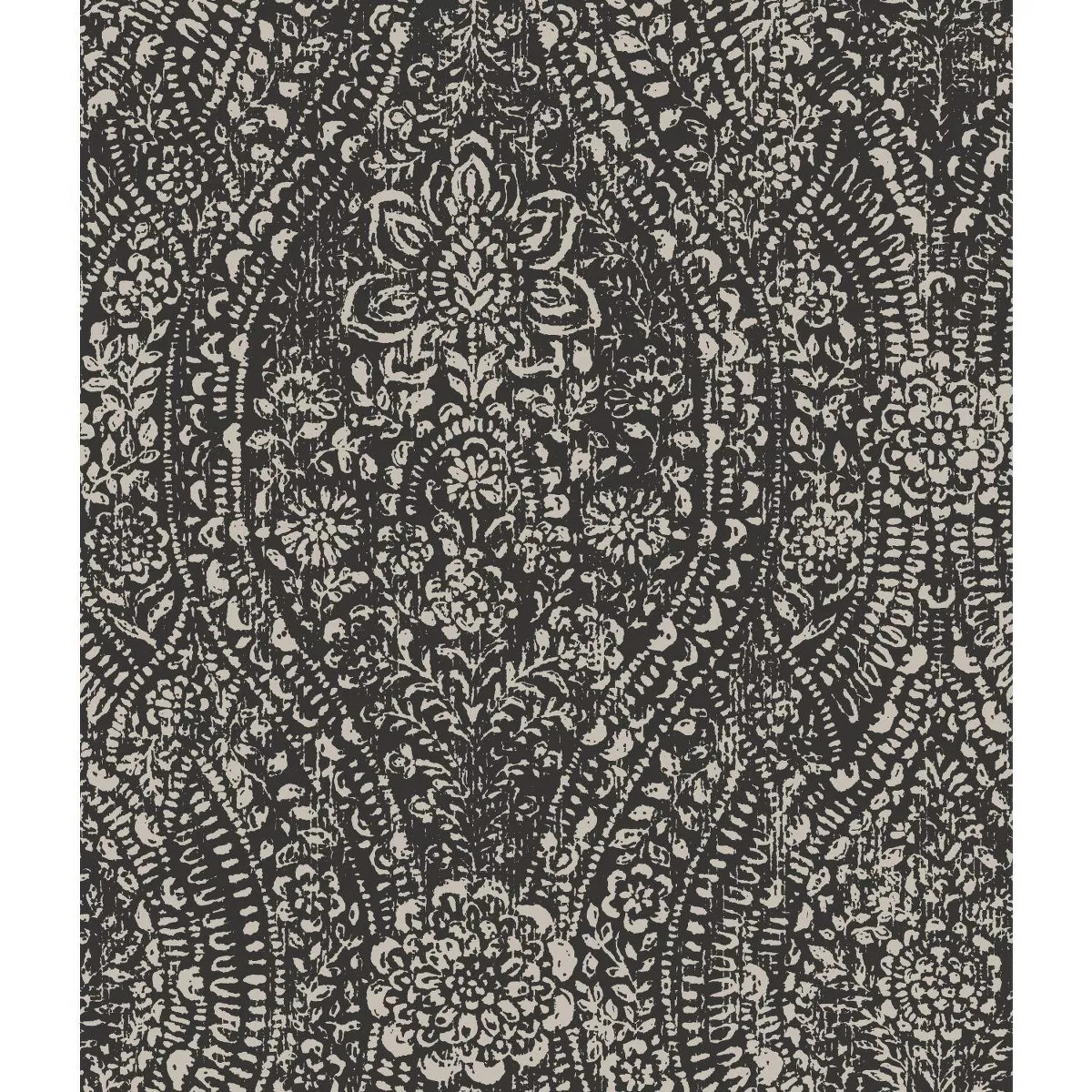 RoomMates Ornate Ogee Peel and Stick Wallpaper Black/Taupe | Target