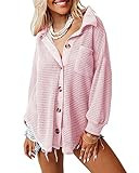 Dokotoo Womens Waffle Knit Shacket Jacket Casual Long Sleeve Button Down Shirts Dressy Blouses To... | Amazon (US)