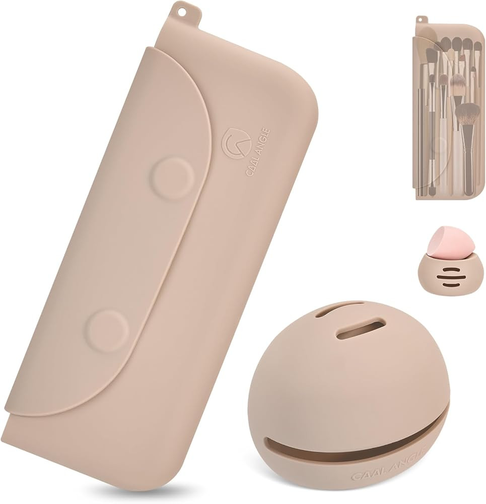 Silicone Makeup Brush Holder And Beauty Sponge Case, Travel Makeup Brush Case With Magnetic Closu... | Amazon (US)