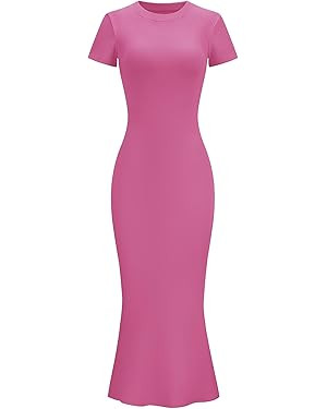 LOMON Women Fishtail Hem Ribbed Maxi Dresses Summer Casual Stylish Y2k Sexy Fitted Lady Elegant C... | Amazon (US)