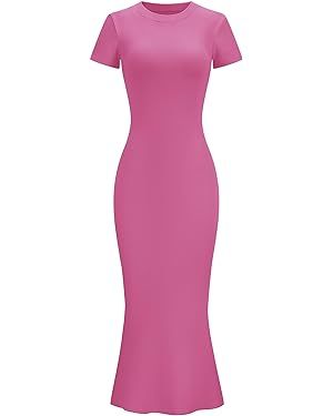 LOMON Women Fishtail Hem Ribbed Maxi Dresses Summer Casual Stylish Y2k Sexy Fitted Lady Elegant C... | Amazon (US)