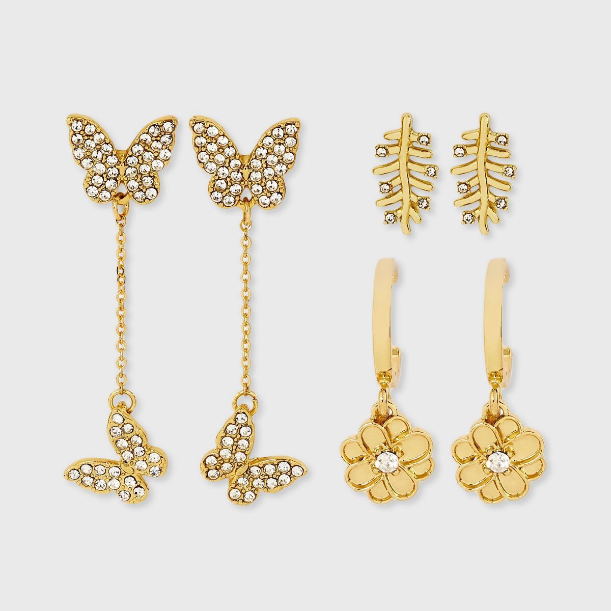 SUGARFIX by BaubleBar Floral Friends Earring Set 3pc - Gold | Target