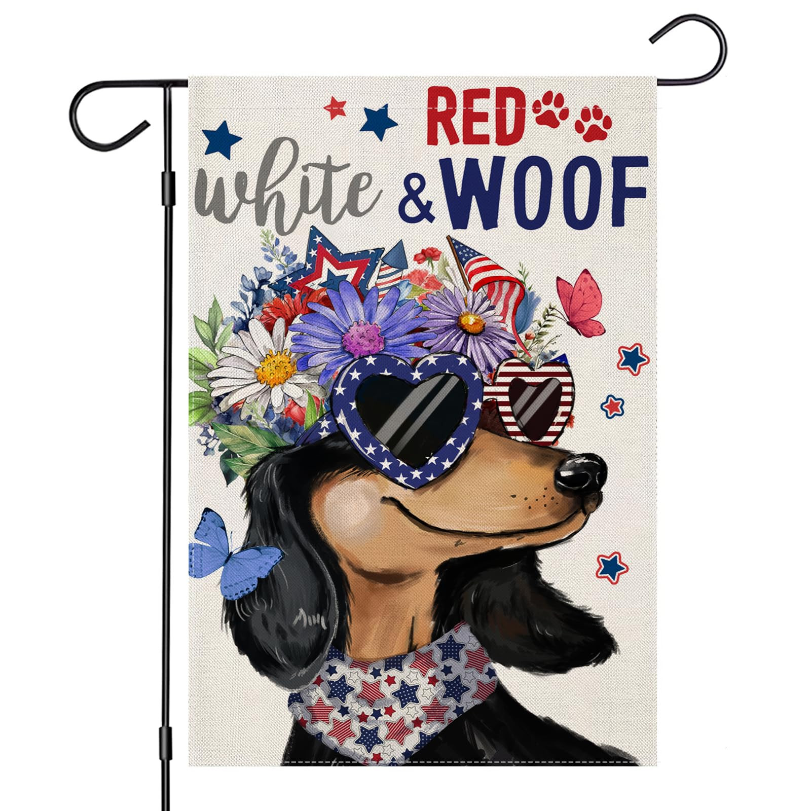 Patriotic Garden Flags for Outside, 4th of July Dachshund Dog RED WHITE & WOOF Small Summer Decor... | Amazon (US)