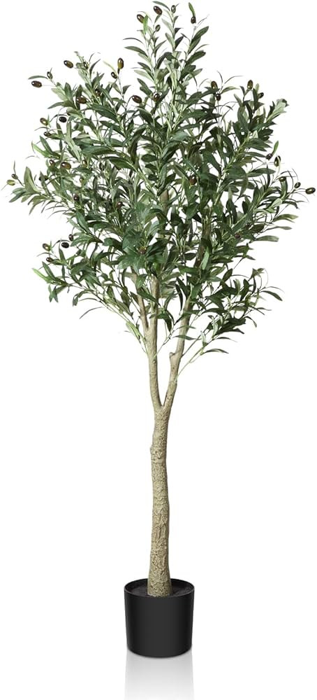 CROSOFMI Artificial Olive Tree Plant 5 Feet Fake Topiary Silk Tree, Perfect Faux Plants in Pot fo... | Amazon (US)