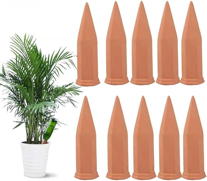 Tcamp 10 Pack Terracotta Watering Spikes, Plant Watering Devices Wine Bottle Automatic Plant Self... | Amazon (US)