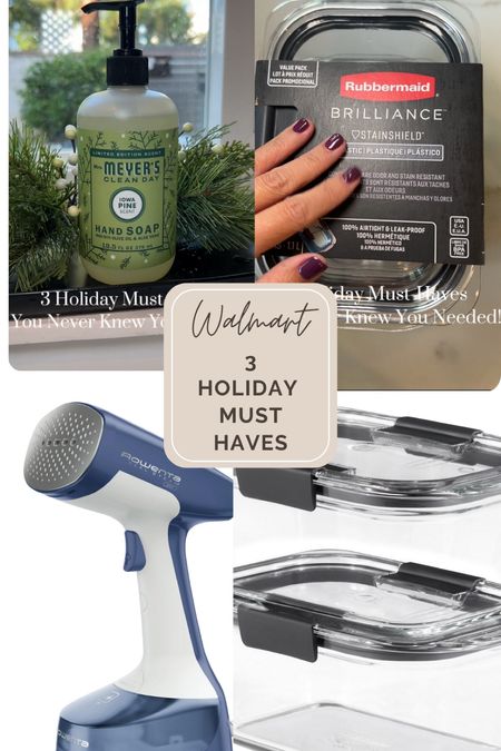 #walmartpartner "Unlocking the secrets to a stress-free holiday season with Walmart's 3 Must-Haves you didn't know you needed! 🌟⁣

🌲 **Mrs. Meyer's Iowa Pine Hand Soap** - Transport yourself to a winter wonderland with its enchanting scent that is made of essential oils and no parabens, phthalates or artificial colors Plus, it's gentle on your hands. "It moisturizes our hands while we're busy cooking and baking holiday dishes and desserts.
🍲 **Rubbermaid® Brilliance™Food storage** - Keep your holiday meals organized and fresh with these leak-proof, stain-resistant containers.I love how it helps me stay on track for meal prepping and get our veggies in despite all the holiday snacks and desserts. Honestly, it’s great  to keep food fresh and secure!

👗 **Rowenta X-cel Easy Handheld Steamer** - With three girls in the house, it can take them FOREVER to decide on what to wear. That used to mean I found myself ironing their clothes at the last minute, which was chaotic! Thanks to its 15 second heat-up time, I can say goodbye to those last-minute ironing meltdowns for good!"
Trust me, these three little wonders have transformed my holiday game. Say goodbye to stress and hello to efficiency this holiday season! ⁣⁣

@walmart @mrsmeyerscleanday @rubbermaid @rowentausa
#IYWYK


#LTKhome #LTKSeasonal #LTKHoliday