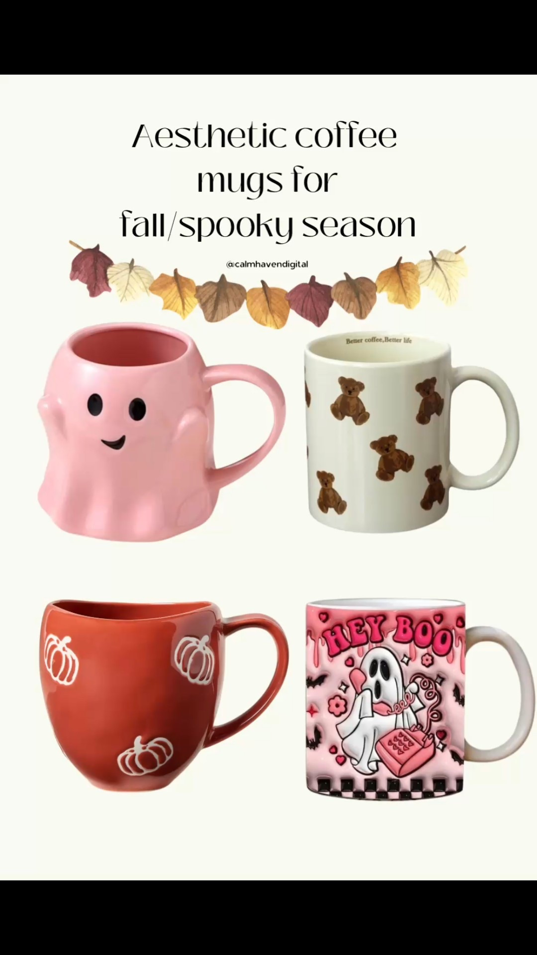 ☕🎃 Cozy fall vibes! Rounded up my favorite aesthetic coffee mugs for fall + spooky season — think ghost mugs, pumpkin mugs, teddy bear prints and the cutest “Hey Boo” Halloween mug. Perfect for cozy mornings, seasonal decor or gifting your favorite coffee lover. Tap to shop all the mugs linked on this post and add some fall magic to your kitchen! ✨


#LTKSeasonal #LTKHalloween #LTKHome