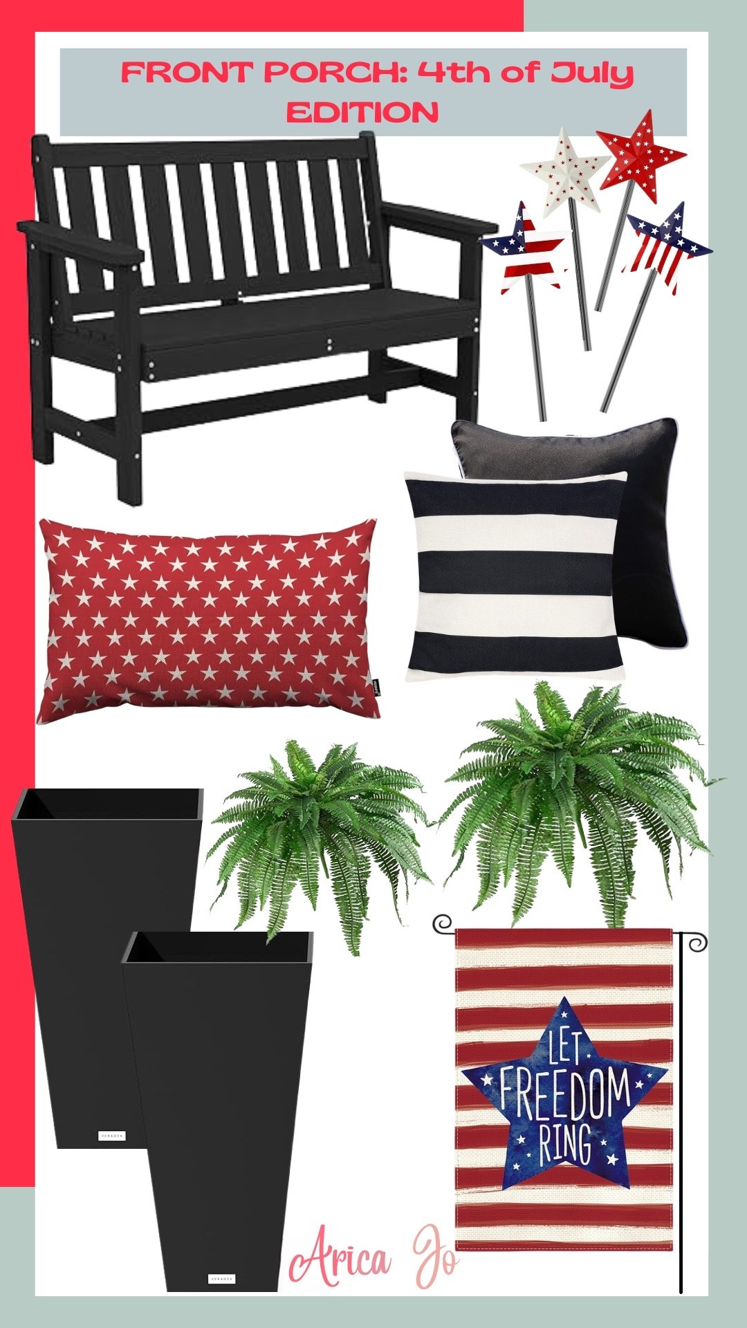 Love any excuse to decorate our front porch, & what better reason than to celebrate America ❤️💙🇺🇸

Front Porch Links. Outdoor Links. Front Porch Decor 
Links. Amazon Links. Fourth of July Links. 

 #LTKdayinmylife #LTKSeasonal #LTKHome