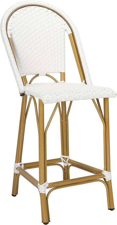 Safavieh PAT4019C Collection Gresley Indoor-Outdoor Stacking French Bistro White Counter Stool | Amazon (US)