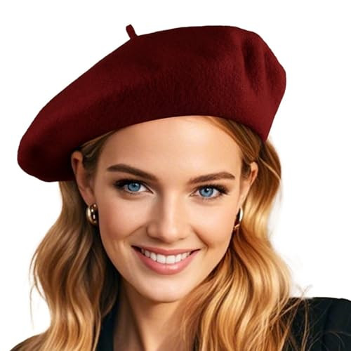 French Wool Wine Red Beret Hats for Women Man Solid Color Classic Beanie Winter Cap Painter Berets. | Amazon (US)