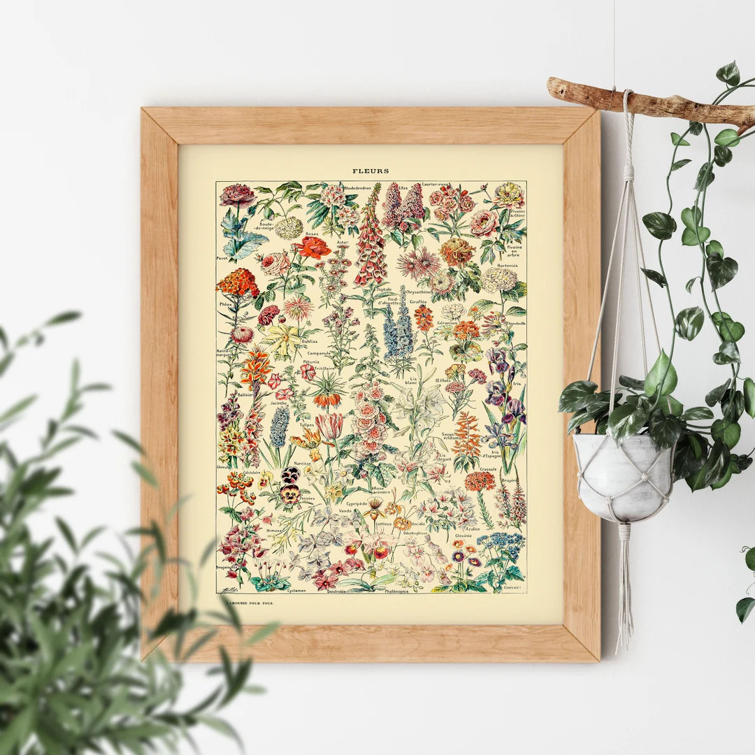 Flower Art, Vintage Posters, Cottagecore Decor, Nature Painting, Bedroom Wall Art, Beautiful Flor... | Etsy (US)