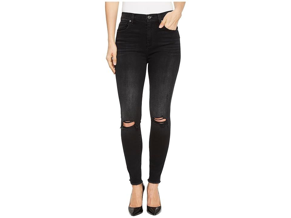 7 For All Mankind Aubrey w/ Frayed Hem Busted Knees in Aged Onyx 3 (Aged Onyx 3) Women's Jeans | 6pm