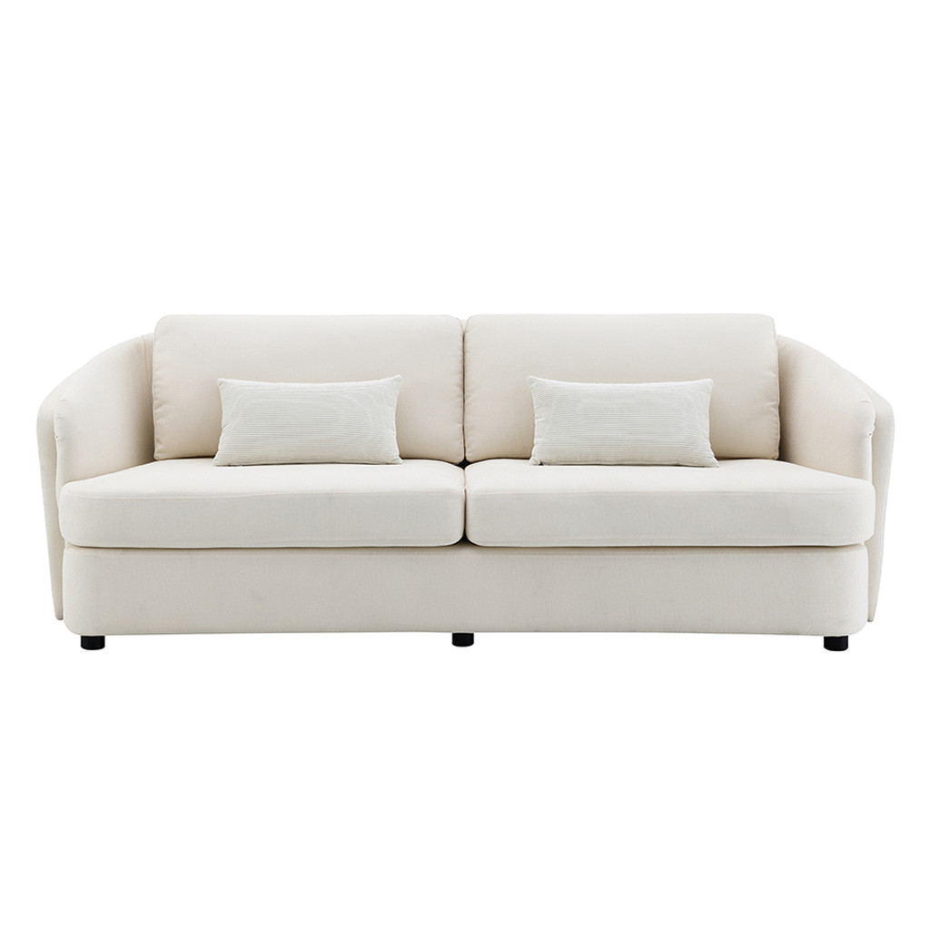 Mariko Sofa with 2 Pillows In Beige Linen | 1stopbedrooms