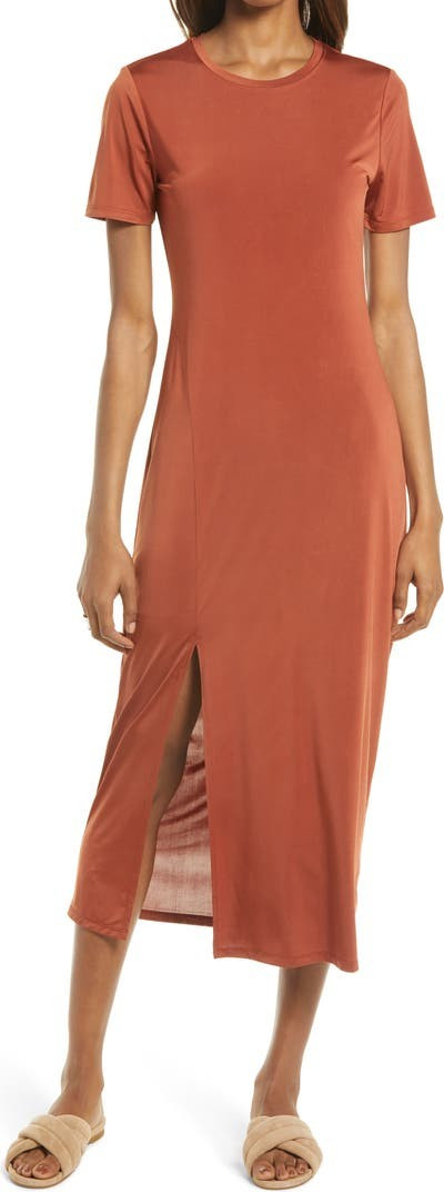 Front Slit Midi T-Shirt Dress | Nordstrom