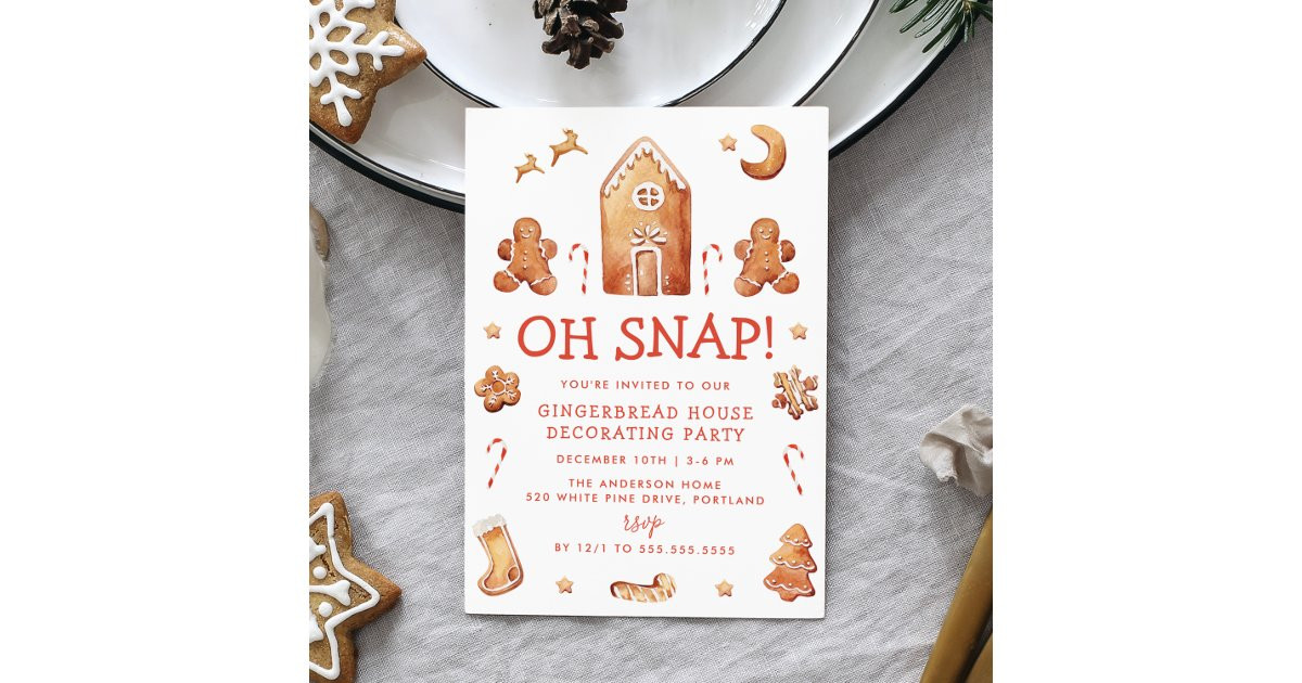 Oh Snap Gingerbread House Decorating Party Invitation | Zazzle | Zazzle