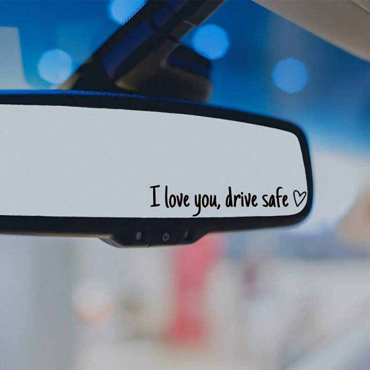1pc I Love You Drive Mirror Decal, Rearview Mirror Car Decals For Women, Vinyl Decal | SHEIN