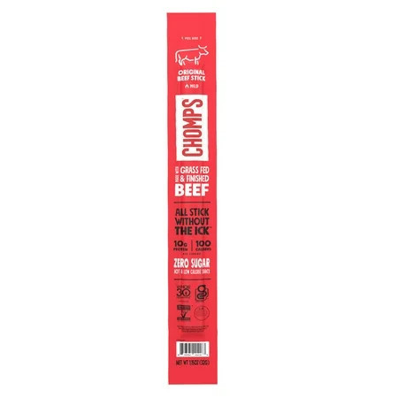 Chomps Grass-Fed And Finished Original Beef Snack Stick, 10g Protein | Walmart (US)