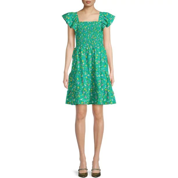 Time and Tru Women's Smocked Eyelet Dress - Walmart.com | Walmart (US)