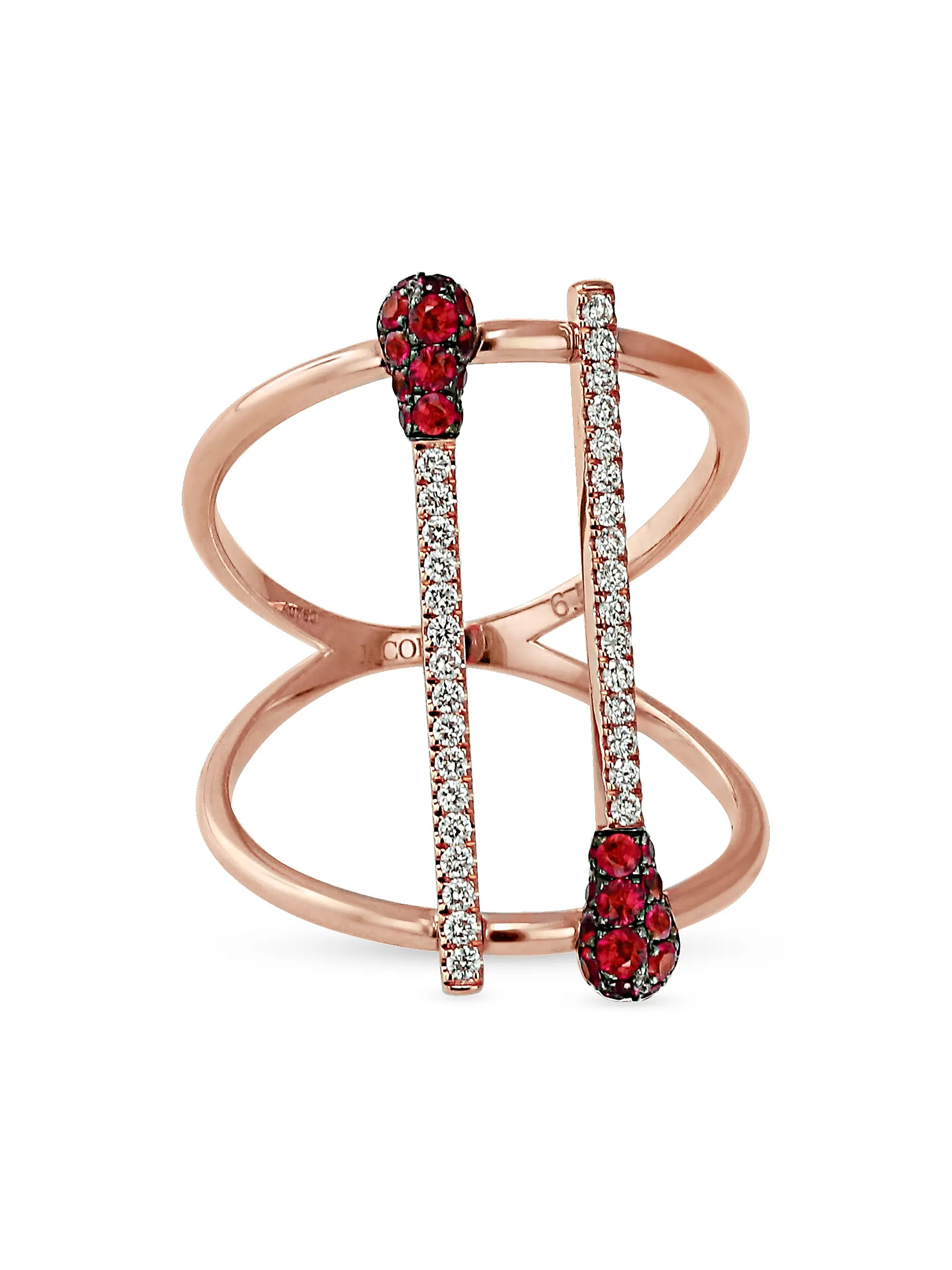 Match 18K Rose Gold, 0.20 TCW Diamond & Ruby Ring | Saks Fifth Avenue