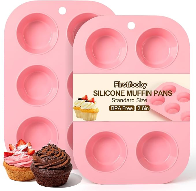 2 Pack Silicone Muffin Pan for Baking, Regular Size Nonstick Cupcake Pan, 6-Cup Silicone Muffin T... | Amazon (US)