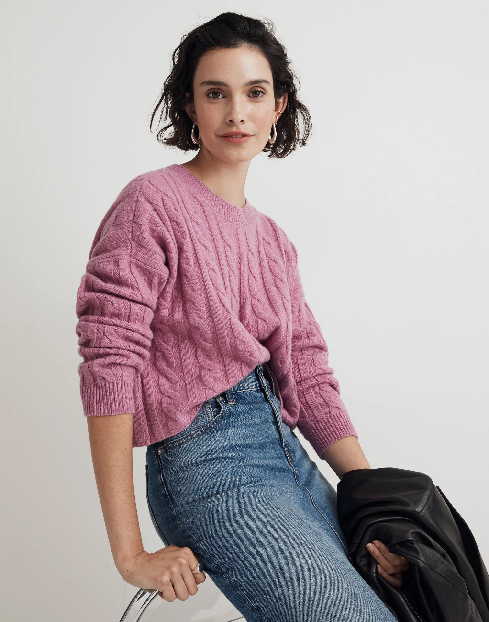 (Re)sourced Cashmere Cable-Knit Crop Sweater | Madewell