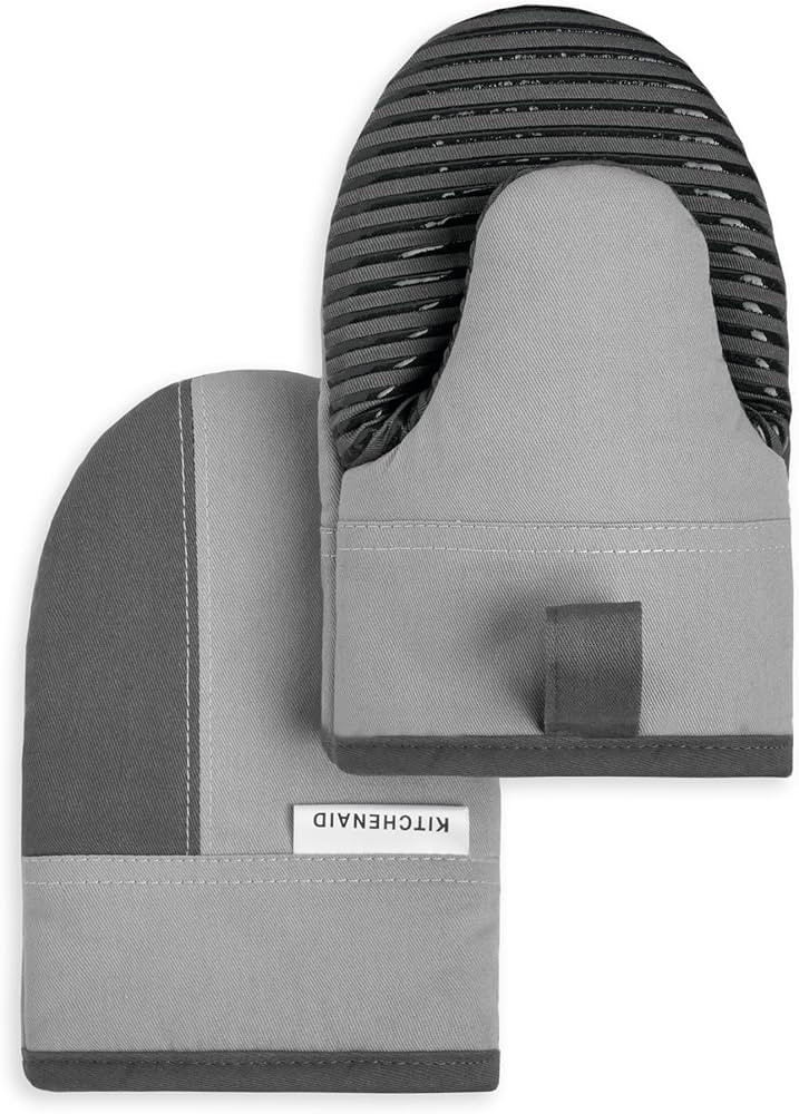 KitchenAid Beacon Two-Tone Non-Slip Mini Oven Mitt Set, Cool Grey/Frost Grey, 5.5"x8", 2 Piece | Amazon (US)
