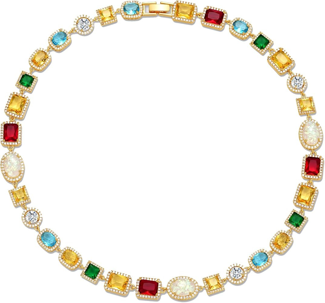 Tennis Necklaces for Men, Dainty 18K Gold Plated Diamond Tennis Choker Necklace Cubic Zirconia Ch... | Amazon (US)