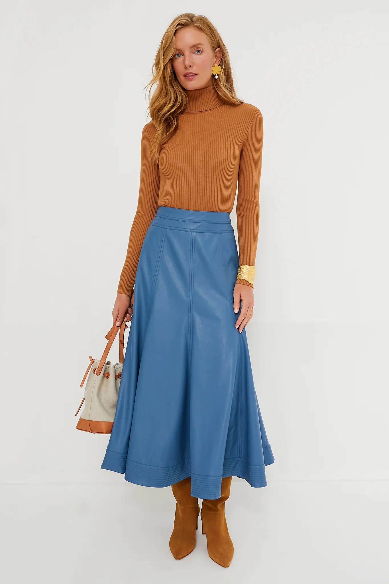 Blue Leather Brynn Skirt | Tuckernuck (US)