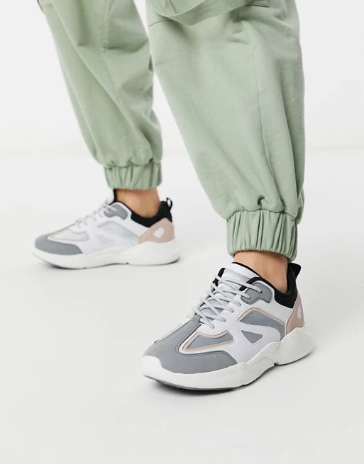 ASOS DESIGN Dominican chunky sneakers in gray peach and white | ASOS US