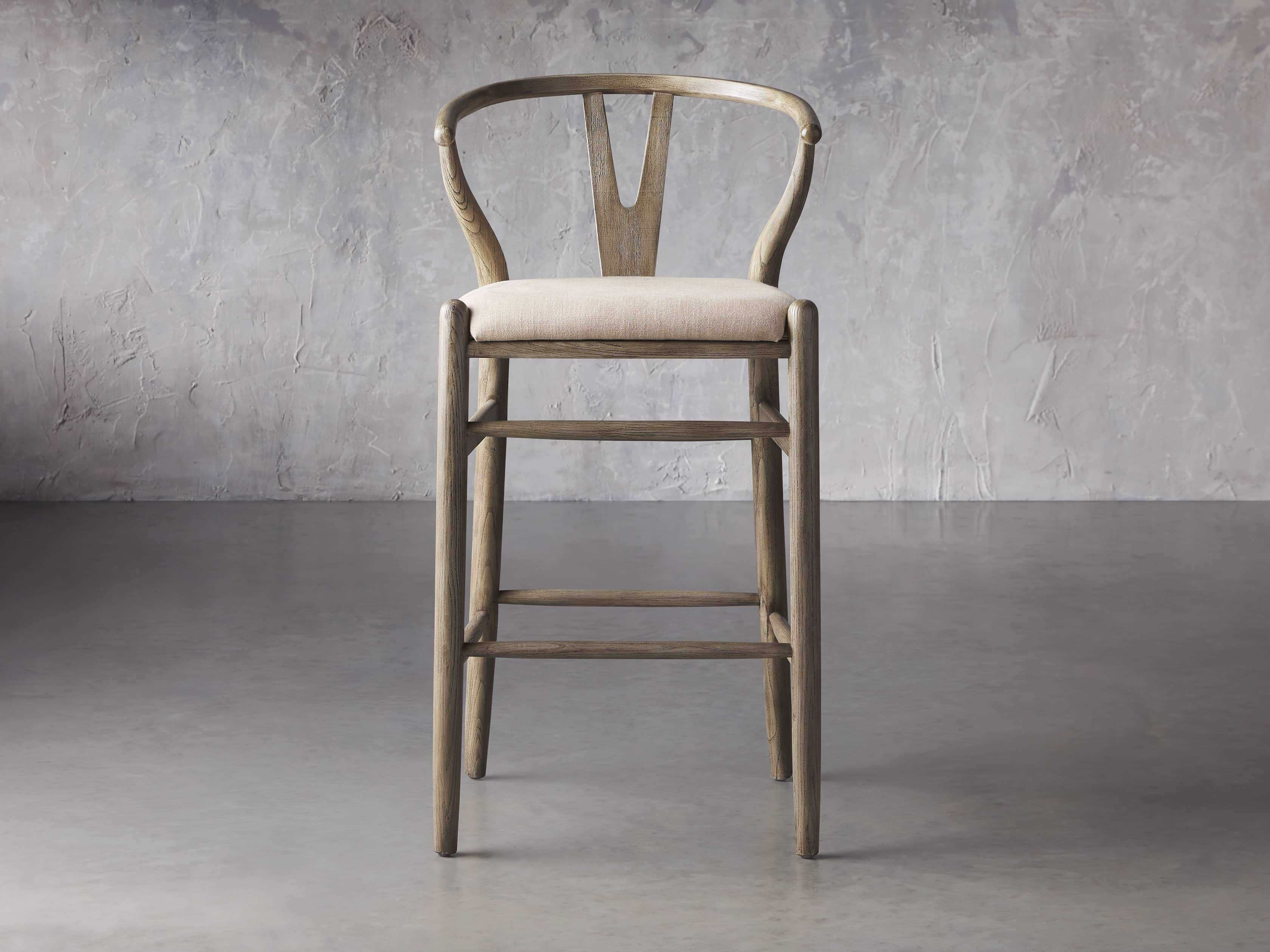 Robin Wishbone Barstool in Stone Vintage | Arhaus