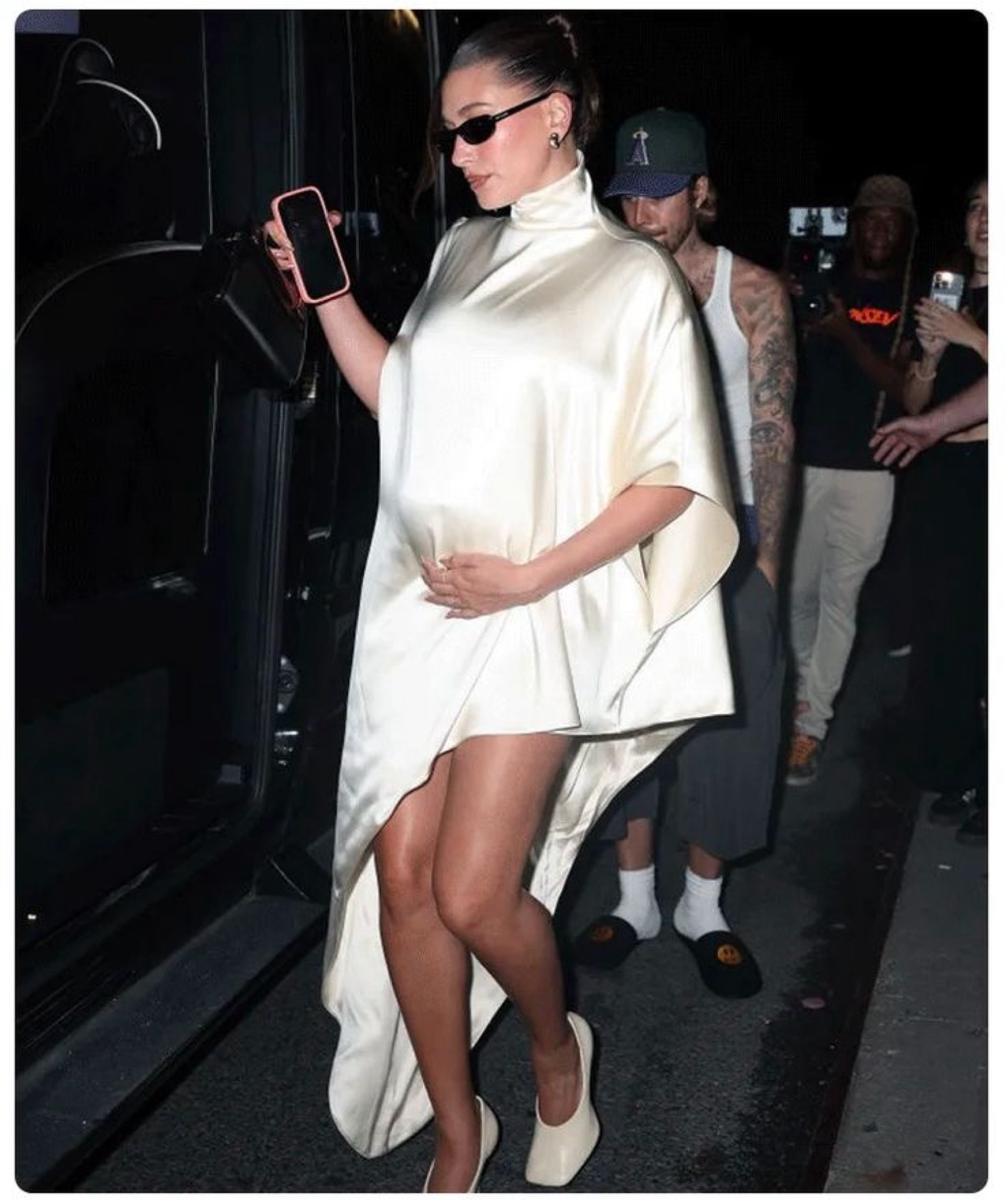     Hailey Bieber . White satin  dress, white square toe pumps 

#LTKSeasonal #LTKFallSale #LTKStyleTip