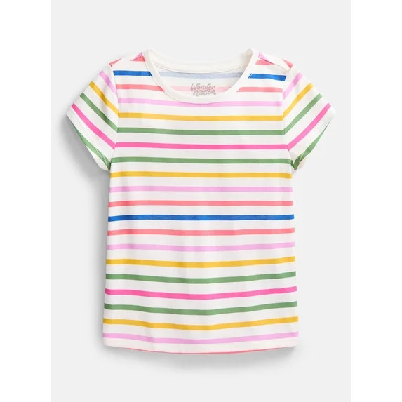 Wonder Nation Girls Kid Tough Tee with Short Sleeves, Sizes 4-18 & Plus | Walmart (US)