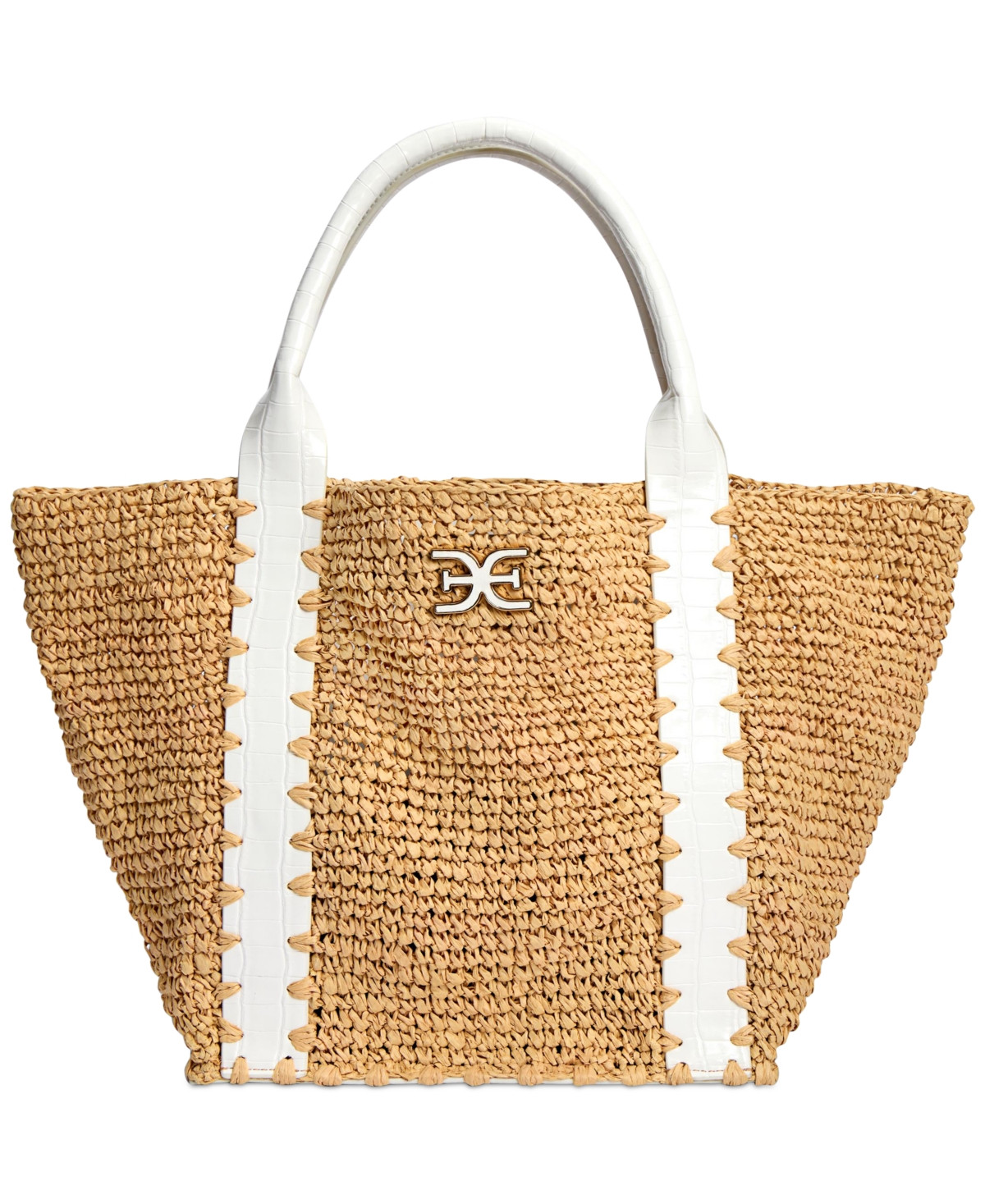 Sam Edelman Marley Large Raffia Collapsible Tote - Eggshell | Macy's